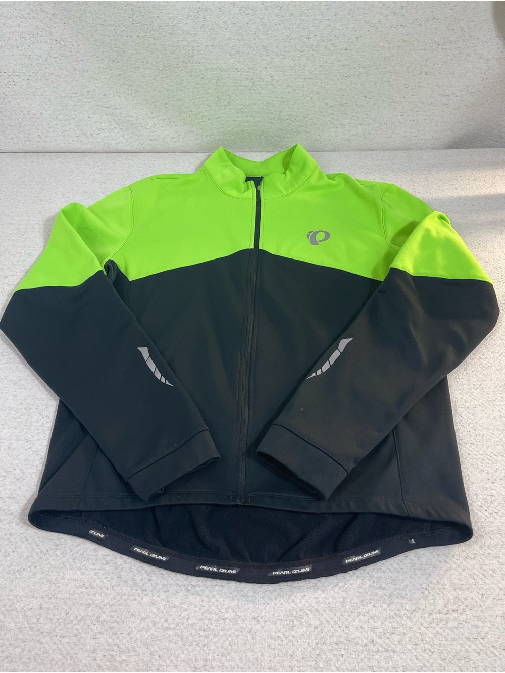 Pearl Izumi Men's XL Cycling Jacket Full Zip Fleece Pockets Green/Black.SKU#0579
